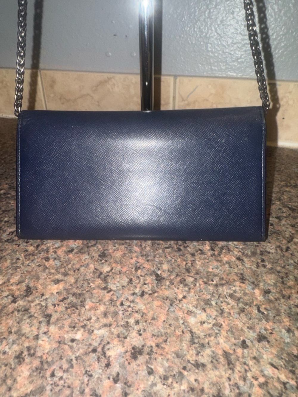 MCM Navy Blue Leather Wallet on chain EUC - Picture 3 of 11